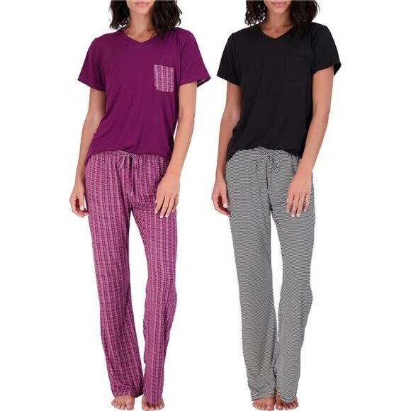 2 Pack Women's Pajama Set Short Sleeve with Pocket